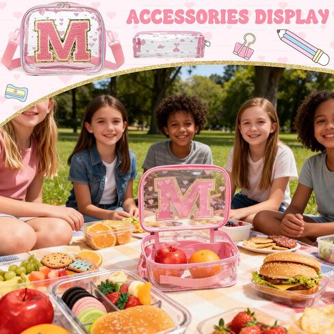 حقيبة ظهر شفافة باللون الوردي Monogram M شديدة التحمل للأطفال، حقائب ظهر شفافة للفتيات في المدارس، حقيبة كتب ابتدائية، حقيبة مدرسية للحفلات الموسيقية، معتمدة من الكلية، حقيبة شفافة للمراهقين والنساء in Kuwait