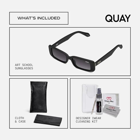 نظارة شمسية مربعة الشكل من QUAY ART SCHOOL للنساء + حزمة مع طقم نظارات إكسسوارات in Saudi Arabia