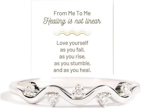 Healing Is Not Linear Self Love Highs and Lows Wave Ring, 925 Sterling Silver Personalized Stacking Self Love Ring, Inspirational Wave Encouraged Ring Jewelry Gift for Women in Saudi Arabia