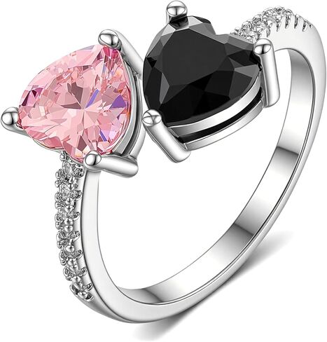 Black and Pink Inspired Rings Merch Inspirational Gift for Women Black&Pink Heart Merch Outfits for Concert Accessories Fashion Jewelry with Pink and Black Heart Stones in Saudi Arabia