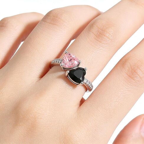 Black and Pink Inspired Rings Merch Inspirational Gift for Women Black&Pink Heart Merch Outfits for Concert Accessories Fashion Jewelry with Pink and Black Heart Stones in Saudi Arabia