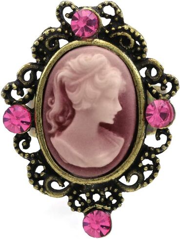 Hot Pink Cameo Ring Adjustable Size Band Women Lady Fashion Jewelry in Saudi Arabia