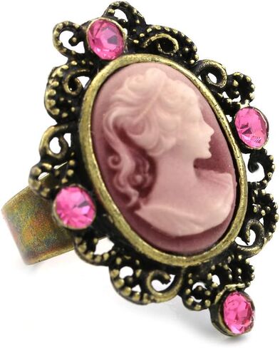 Hot Pink Cameo Ring Adjustable Size Band Women Lady Fashion Jewelry in Saudi Arabia