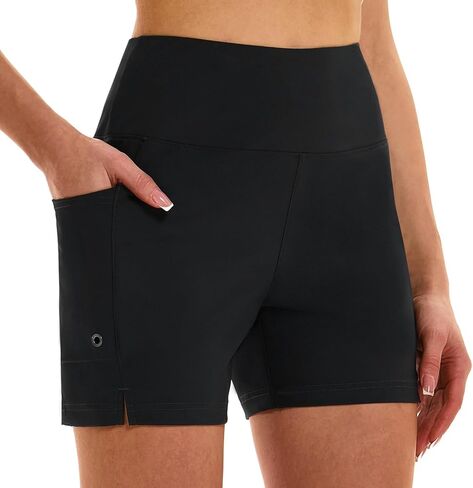 HODOSPORTS Women's 5''/7'' Swim Board Shorts High Waisted Quick Dry Swimsuit Bottoms with Liner Pockets Bathing Suit Trunks in Kuwait