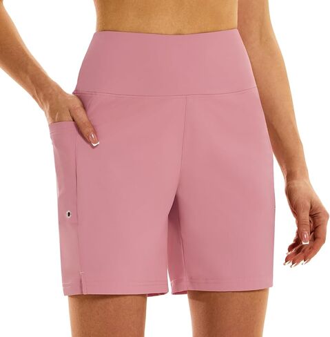 HODOSPORTS Women's 5''/7'' Swim Board Shorts High Waisted Quick Dry Swimsuit Bottoms with Liner Pockets Bathing Suit Trunks in Kuwait