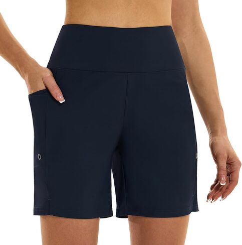 HODOSPORTS Women's 5''/7'' Swim Board Shorts High Waisted Quick Dry Swimsuit Bottoms with Liner Pockets Bathing Suit Trunks in Kuwait