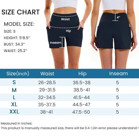 HODOSPORTS Women's 5''/7'' Swim Board Shorts High Waisted Quick Dry Swimsuit Bottoms with Liner Pockets Bathing Suit Trunks in Kuwait