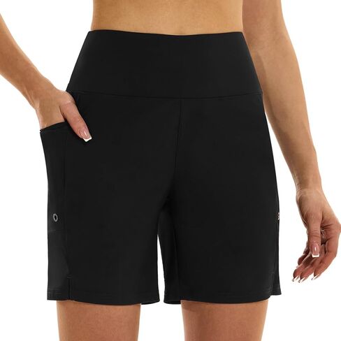 HODOSPORTS Women's 5''/7'' Swim Board Shorts High Waisted Quick Dry Swimsuit Bottoms with Liner Pockets Bathing Suit Trunks in Kuwait