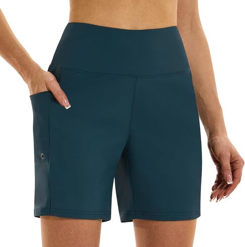 HODOSPORTS Women's 5''/7'' Swim Board Shorts High Waisted Quick Dry Swimsuit Bottoms with Liner Pockets Bathing Suit Trunks in Kuwait