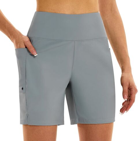 HODOSPORTS Women's 5''/7'' Swim Board Shorts High Waisted Quick Dry Swimsuit Bottoms with Liner Pockets Bathing Suit Trunks in Kuwait