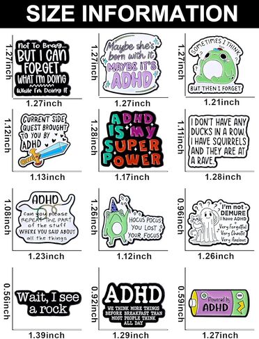 Funny Quote Enamel Pin Set, 12 Pack Metal Lapel Pins with Rubber Clasps, Cute Cartoon Badges in Plastic Storage Box for Backpack, Jacket, Lanyard in Kuwait