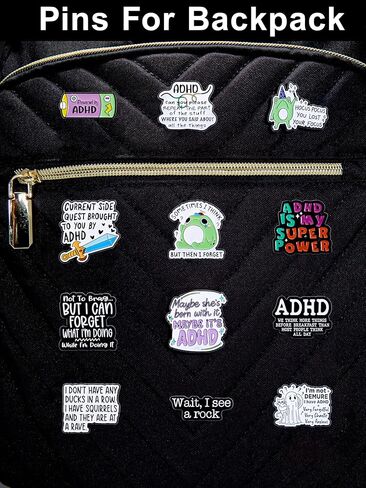 Funny Quote Enamel Pin Set, 12 Pack Metal Lapel Pins with Rubber Clasps, Cute Cartoon Badges in Plastic Storage Box for Backpack, Jacket, Lanyard in Kuwait