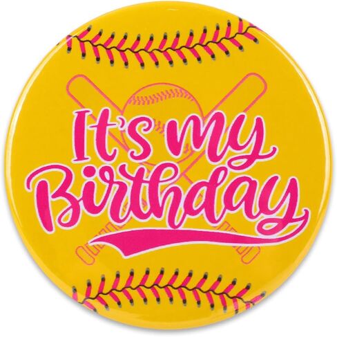 Softball It’s My Birthday Pin, 2.3in/5.8cm Softball Happy Birthday Pin Sport Theme Badge Button Party Supply for Celebration in Saudi Arabia