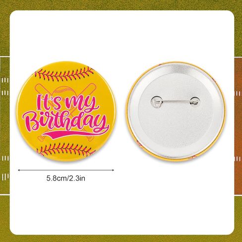 Softball It’s My Birthday Pin, 2.3in/5.8cm Softball Happy Birthday Pin Sport Theme Badge Button Party Supply for Celebration in Saudi Arabia