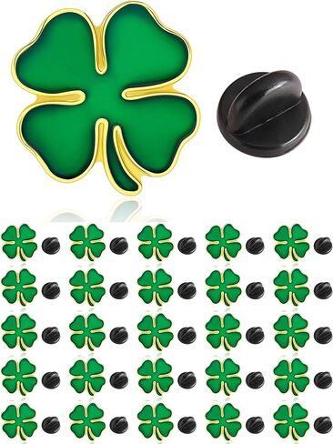 HAFILO 25/50/100/200 pieces small green enamel St. Patrick's Day pins Four leaf clover lapel pin Shamrock brooch pins Patrick Day for women men Irish holiday souvenir gift badge bulk in Kuwait