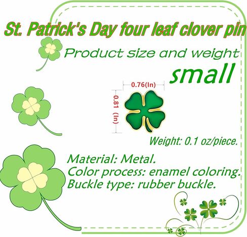 HAFILO 25/50/100/200 pieces small green enamel St. Patrick's Day pins Four leaf clover lapel pin Shamrock brooch pins Patrick Day for women men Irish holiday souvenir gift badge bulk in Kuwait