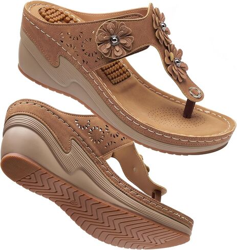 FUDYNMALC Womens Sandals Wedge 2026: Comfortable Platform Flip Flops Summer Dressy Thong Shoes for Wedding Walking Travel Casual in Kuwait
