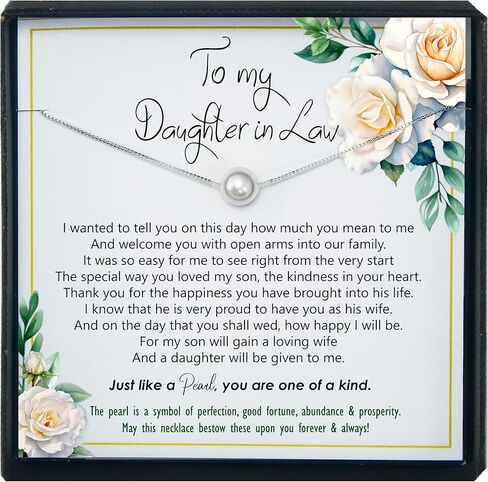 احصل على هدايا ابنة القانون من الأم في القانون، أو يوم الزفاف إلى العروس، أو عيد ميلاد أو عطلة قلادة مصنوعة يدويًا مع رسالة ذات معنى، جاهزة لتقديم المجوهرات in Kuwait