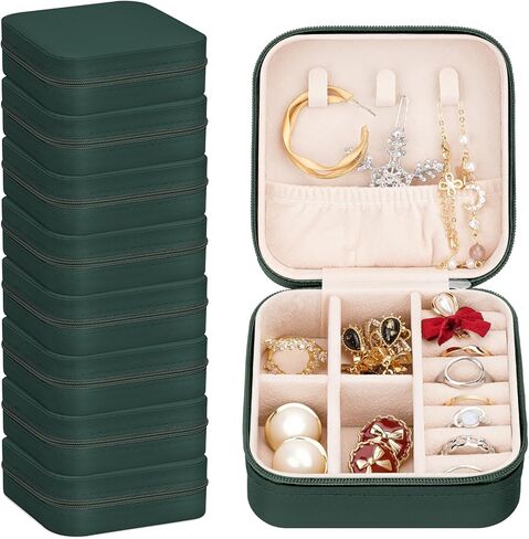 Leezmark 8 Pcs Bridesmaid Gifts Set Of 8 Jewelry Travel Case, Velvet Bridesmaid Proposal Gifts Box Portable Jewelry Travel Organizer Small Jewelry Box Mini Storage Box, Green in Saudi Arabia