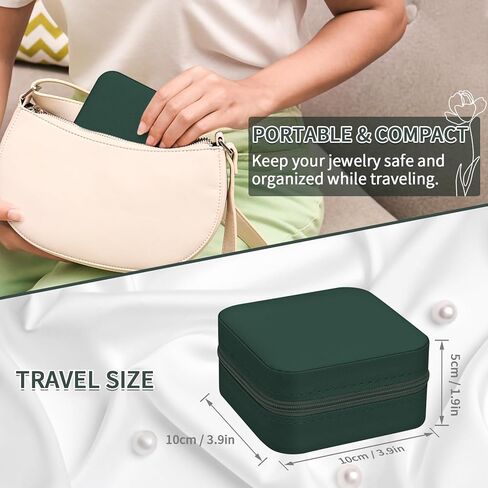 Leezmark 8 Pcs Bridesmaid Gifts Set Of 8 Jewelry Travel Case, Velvet Bridesmaid Proposal Gifts Box Portable Jewelry Travel Organizer Small Jewelry Box Mini Storage Box, Green in Saudi Arabia