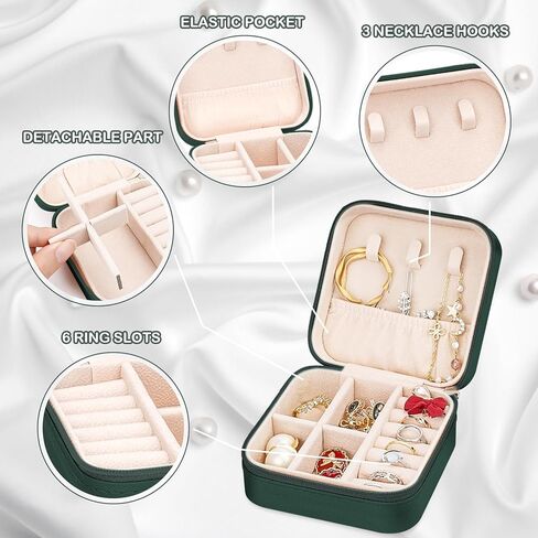 Leezmark 8 Pcs Bridesmaid Gifts Set Of 8 Jewelry Travel Case, Velvet Bridesmaid Proposal Gifts Box Portable Jewelry Travel Organizer Small Jewelry Box Mini Storage Box, Green in Saudi Arabia