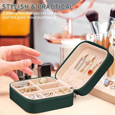 Leezmark 8 Pcs Bridesmaid Gifts Set Of 8 Jewelry Travel Case, Velvet Bridesmaid Proposal Gifts Box Portable Jewelry Travel Organizer Small Jewelry Box Mini Storage Box, Green in Saudi Arabia