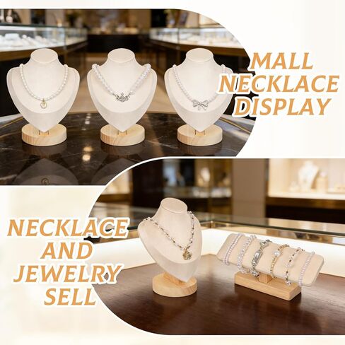 Rainmae 4Pcs Jewelry Display Set, Necklace Display Stand and T Bar Bracelet Holder, Wooden Necklace/Watch/Bracelet Display Rack, Jewelry Bust for Selling for Vendors Home Trade Organizer in Saudi Arabia