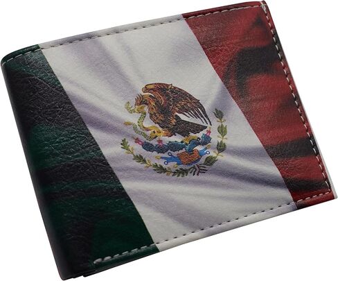 MARSHAL RFID Blocking Printed Mexican Flag Bifold Genuine Leather Mexico Wallet with Gift box for men in Saudi Arabia