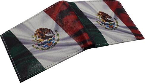 MARSHAL RFID Blocking Printed Mexican Flag Bifold Genuine Leather Mexico Wallet with Gift box for men in Saudi Arabia