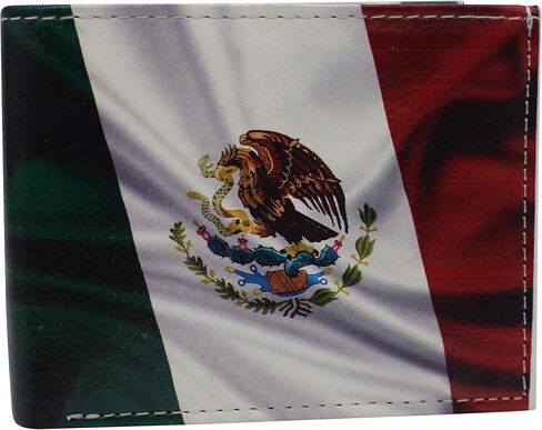 MARSHAL RFID Blocking Printed Mexican Flag Bifold Genuine Leather Mexico Wallet with Gift box for men in Saudi Arabia