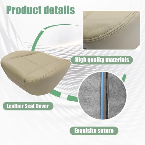 Priprilod Tan Leather Perforated Driver & Passenger Bottom Seat Cover & Top Lean Back & Center Console Armrest Fit for Tahoe Suburban Yukon Denali XL 2007-2014 Fit for Cadillac Escalade 2009-2014 in Saudi Arabia