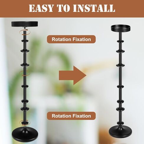 Maxdot Black Metal Pillar Candle Holder 36" 29" Tall Decorative Taper Candle Stand Set of 2 Floor Candlestick Holder Large Metal Black for Christmas Halloween Living Room in Saudi Arabia