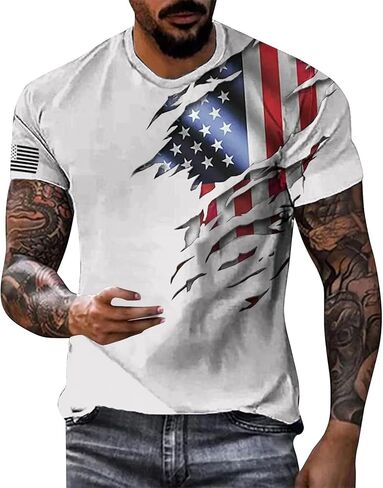 WENKOMG1 Men's 4th of July Tshirt American 1776 2026 250th USA Patriotic Tshirt, M-5XL in Kuwait