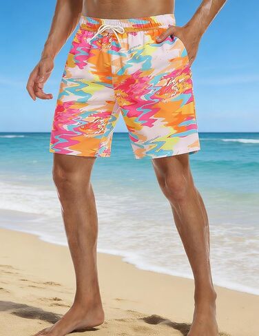 Men's Swim Trunks with Compression Liner Quick Dry Bathing Suit Summer Beach Shorts with Pockets in Saudi Arabia