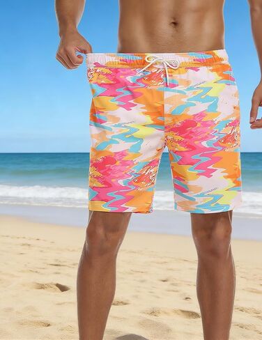 Men's Swim Trunks with Compression Liner Quick Dry Bathing Suit Summer Beach Shorts with Pockets in Saudi Arabia