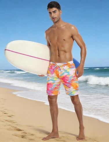 Men's Swim Trunks with Compression Liner Quick Dry Bathing Suit Summer Beach Shorts with Pockets in Saudi Arabia