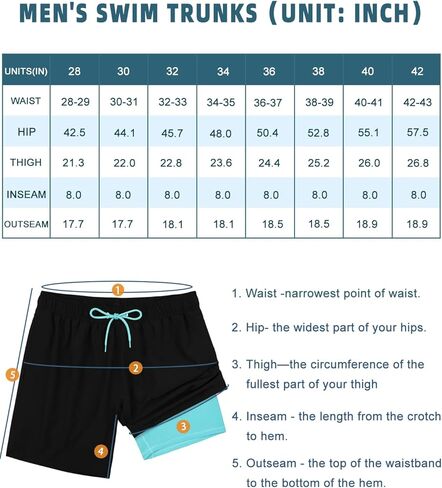 Men's Swim Trunks with Compression Liner Quick Dry Bathing Suit Summer Beach Shorts with Pockets in Saudi Arabia