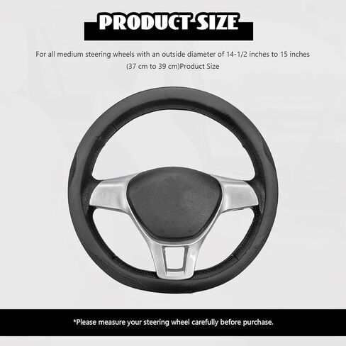 Microfiber Leather Steering Wheel Cover, Breathable Steering Wheel Protector with Anti-Slip Inner Ring, Universal 14.5"-15" Car Wheel Cover Auto Interior Decor for Men Women (Black) in Saudi Arabia