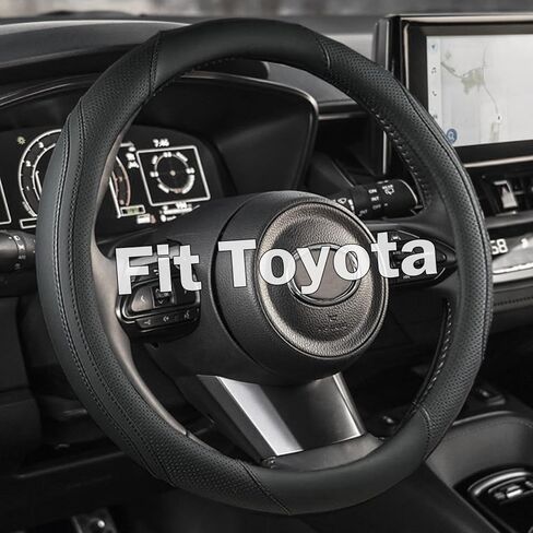 Auto Car Steering Wheel Cover for Toyota Highlander Rav4 Corolla Camry - Slip-Resistant & Aesthetic Boost, Precision 14.5-15 Inch (Black-Standard Size) in Kuwait