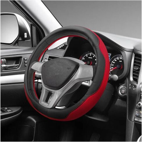 Microfiber Leather Steering Wheel Cover, Breathable Steering Wheel Protector with Anti-Slip Inner Ring, Universal 14.5"-15" Car Wheel Cover Auto Interior Decor for Men Women (Black) in Saudi Arabia