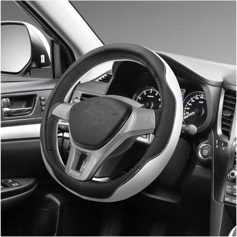 Microfiber Leather Steering Wheel Cover, Breathable Steering Wheel Protector with Anti-Slip Inner Ring, Universal 14.5"-15" Car Wheel Cover Auto Interior Decor for Men Women (Black) in Saudi Arabia