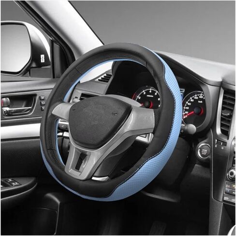 Microfiber Leather Steering Wheel Cover, Breathable Steering Wheel Protector with Anti-Slip Inner Ring, Universal 14.5"-15" Car Wheel Cover Auto Interior Decor for Men Women (Black) in Saudi Arabia