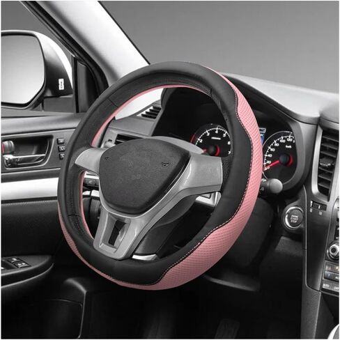 Microfiber Leather Steering Wheel Cover, Breathable Steering Wheel Protector with Anti-Slip Inner Ring, Universal 14.5"-15" Car Wheel Cover Auto Interior Decor for Men Women (Black) in Saudi Arabia