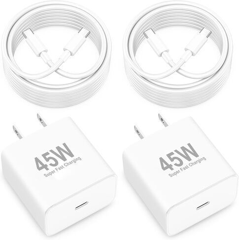 شاحن سريع USB C بقدرة 45 وات لهاتف Google Pixel 9/9 Pro/9 Pro XL/9 Pro Fold، 2 حزمة شاحن حائط USB C فائق السرعة بقدرة 45 وات مع كابل [6FT+10FT] طويل USB C إلى C لشاحن هاتف Pixel in Kuwait