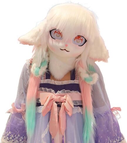Cat, Fox Fursuit Mask, Wearable Fursuit Hood, Furry Comic Con Fox Headdress, Halloween Cosplay(A) in Saudi Arabia