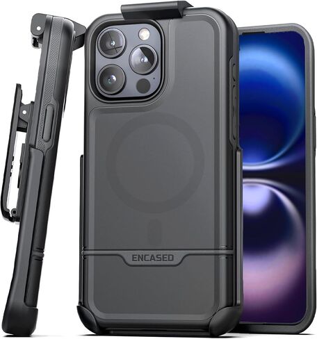 Encased for iPhone 17 Phone Case with Belt Clip, (Rebel Armor) Protective Case with Camera Control Button and Holster (Compatible with MagSafe) Black in Kuwait
