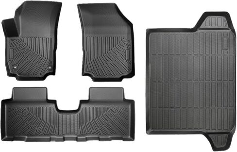 سجادات أرضية مخصصة لسيارة 2025-2026 Chevy Equinox (Gas) وGMC Terrain، بطانات أرضية TPE مناسبة لجميع الأحوال الجوية للصف الأول والثاني، مع بطانة صندوق البضائع وسجادات مسند الظهر، مقاومة للماء عديمة الرائحة - مجموعة كاملة in Kuwait