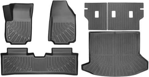 سجادات أرضية مخصصة لسيارة 2025-2026 Chevy Equinox (Gas) وGMC Terrain، بطانات أرضية TPE مناسبة لجميع الأحوال الجوية للصف الأول والثاني، مع بطانة صندوق البضائع وسجادات مسند الظهر، مقاومة للماء عديمة الرائحة - مجموعة كاملة in Kuwait
