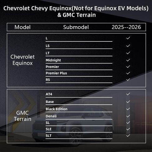 سجادات أرضية مخصصة لسيارة 2025-2026 Chevy Equinox (Gas) وGMC Terrain، بطانات أرضية TPE مناسبة لجميع الأحوال الجوية للصف الأول والثاني، مع بطانة صندوق البضائع وسجادات مسند الظهر، مقاومة للماء عديمة الرائحة - مجموعة كاملة in Kuwait