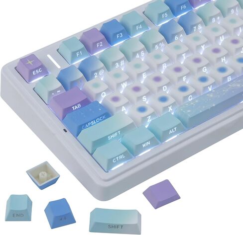 JOMKIZ PBT Keycaps,129 Keys Dye Sublimation Cherry Profile Keycaps Side Engraved Transparent Keycap Set for Cherry MX Switches ASIN/ISO Layout Mechanical Keyboards in Saudi Arabia